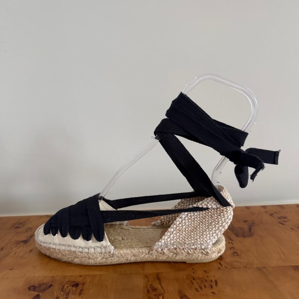 CASTANER Ivory & Black Lace up Espadrille - Picture 7 of 13